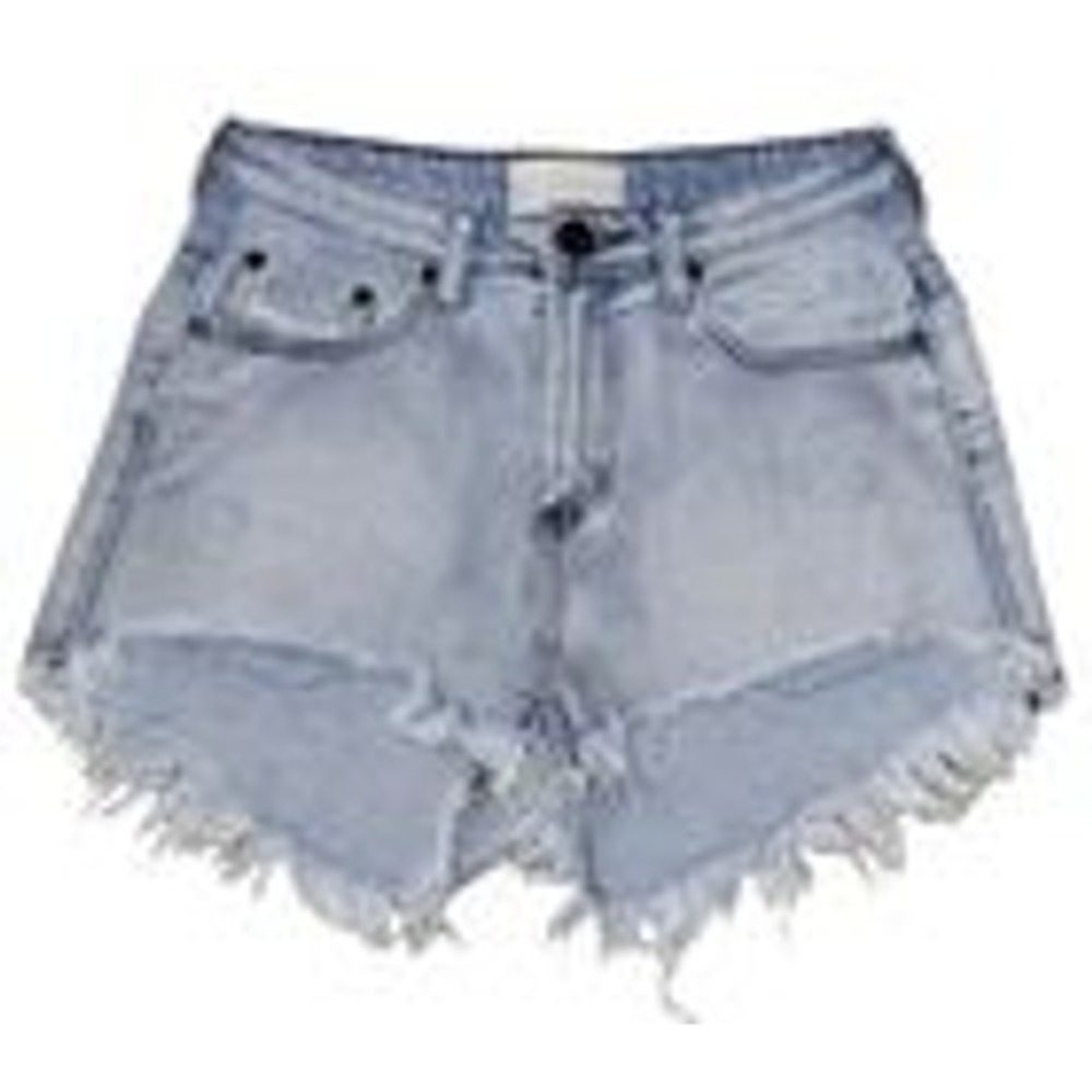 Distressed Denim Shorts Women's Size 26 Frayed Raw Hem Light Wash Casual